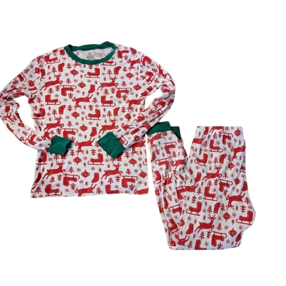New Carter's Unisex Red White  Christmas Festive Holiday 2 Pc. Cotton‎ Pajamas M